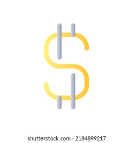 Dollar sign flat gradient color ui icon. Currency and money. Finance and banking. Richness and wealth. Simple filled pictogram. GUI, UX design for mobile application. Vector isolated RGB illustration
