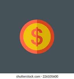 Icono plano de signo de dólar