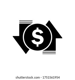 Dollar sign flat icon isolated on a white background.