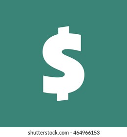 Dollar sign flat icon. Symbol of USA currency on green background. Vector pictogram.