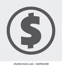 Dollar sign flat icon. Symbol of USA currency. Vector pictogram.