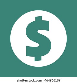 Dollar sign flat icon. Symbol of USA currency in a circle. Vector pictogram.