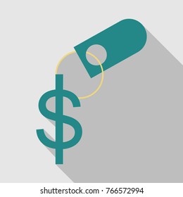 dollar sign in flat style with shadow