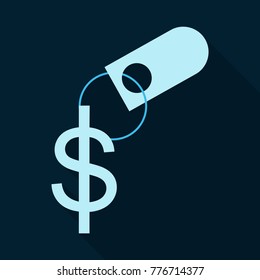 dollar sign in flat style with shadow