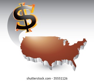 dollar sign flying across bronze united states
