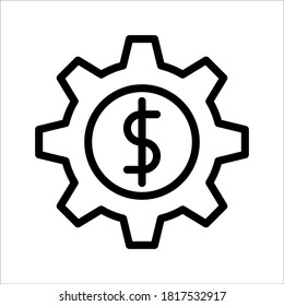 dollar sign in gear payment options icon vector illustration isolated on white background, editable color
