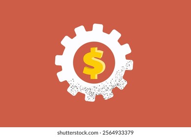 Dollar sign with gears concept of wealth, finance, and success in business and investment