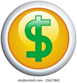 Dollar Sign Glossy Vector Icon