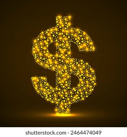 Dollar sign with glowing dots. Vector illustration