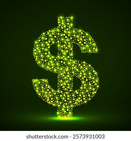 Dollar sign with glowing dots. Vector illustration