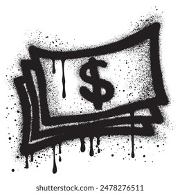 Dollar sign graffiti with black spray paint. vector illustration.