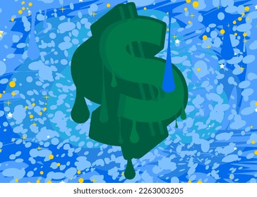 Dollar Sign. Graffiti tag. Abstract modern street art background decoration performed in urban painting style.