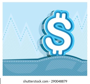 dollar sign  graphic on graph background