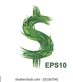 Dollar sign from grass. Vector illustration
