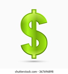 Dollar sign, green color, vector illustration