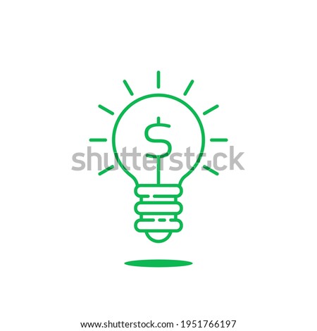 dollar sign in green thin line light bulb. trend modern simple fin tech or dolar logotype graphic lineart stroke art design web element isolated on white. concept of easy fintech or patent symbol
