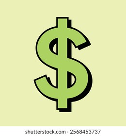 Dollar sign for green US dollar icon in green color in green background and money sign of US dollar with shadow dollars icon, currency invest in business