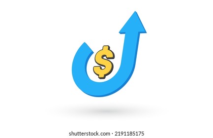 Dollar Sign With Growing Up Arrow