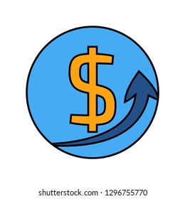 Dollar sign growth concept icon - Linear fill icon vector