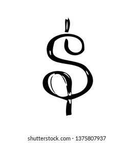 Dollar sign. Hand drawn vector sketch on white background. Eps8. RGB. Global color