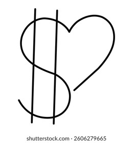 dollar sign in heart vector illustrator