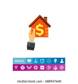 Dollar sign in house icon