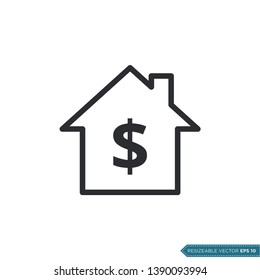 Dollar Sign House Icon Vector Template Flat Design