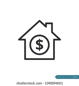 Dollar Sign House Icon Vector Template Flat Design