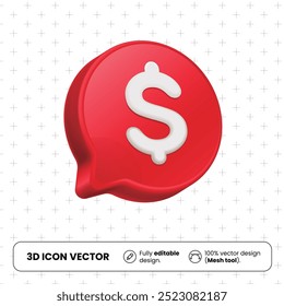 Dollar Sign and Icon with 3D Speech Bubble