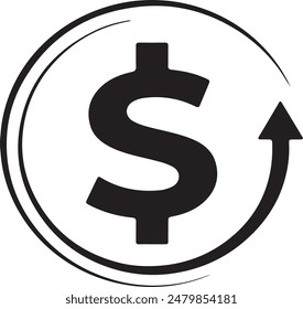 dollar sign icon arrow circle Silhouette in Vector Illustration