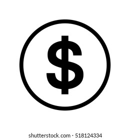 Dollar Sign Icon In A Black Circle.