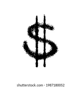 Dollar sign icon. Black silhouette. Vector simple flat graphic hand drawn illustration. The isolated object on a white background. Isolate.