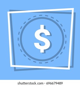 Dollar Sign Icon Currency Web Button Flat Vector Illustration