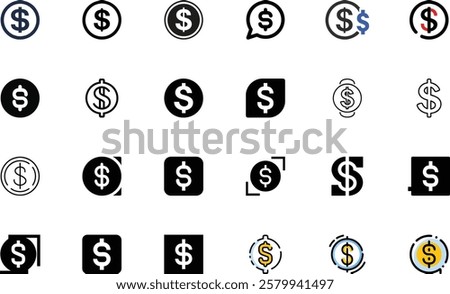 Dollar Sign icon design set