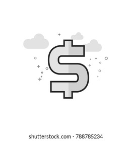 Dollar sign icon in flat outlined grayscale style. Vector illustration.