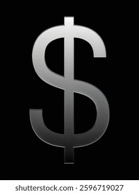 Dollar sign icon grey metallic texture, vector illustration isolated on black background