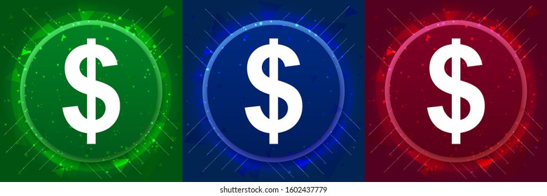 Dollar sign icon isolated on elegant modern design abstract buttons set illustration
