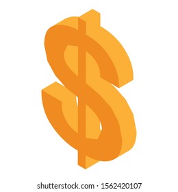 Dollar sign icon. Isometric of dollar sign vector icon for web design isolated on white background