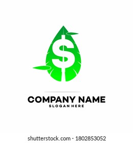 Dollar sign icon logo design vector leaf,investment logo vector. stock illustration