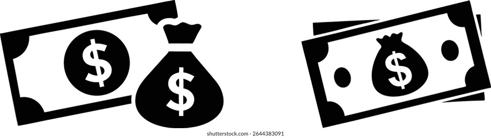 dollar sign icon, money bag with dollar coin, save money vector illustration	