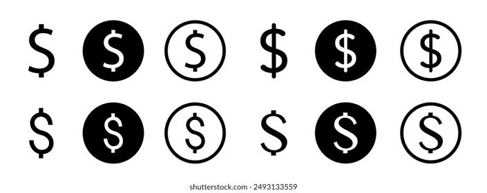 Dollarzeichen-Symbol. Geld-Zeichen-Logo. Amerikanischer Dollar Währung oder Dollar Symbol flach Symbol.