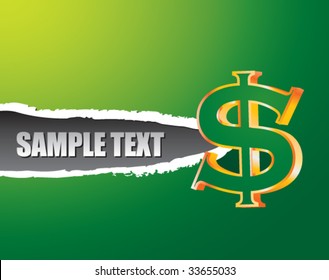 dollar sign icon on green ripped banner