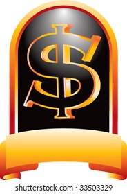 dollar sign icon on orange banner