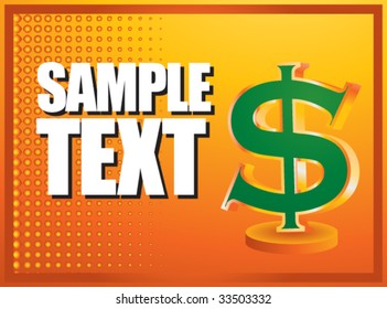 dollar sign icon on orange halftone banner