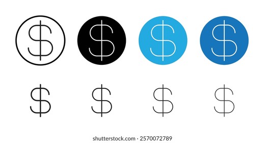 Dollar sign icon Outline vector for web ui