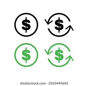 dollar sign icon set, Dollar currency sign, money transfer icon