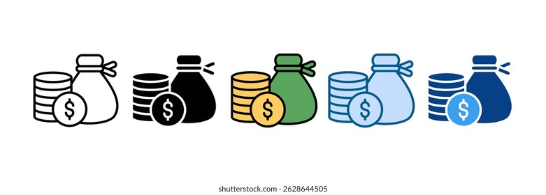Dollar Sign Icon Set Multiple Style Collection
