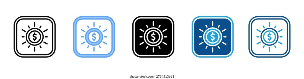 Conjunto de iconos de signo de dólar colección de estilo múltiple