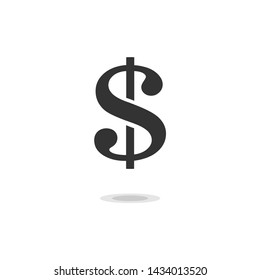 Dollar sign icon with shadow isolated on white background