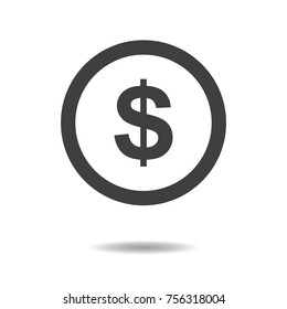 Dollar sign icon - simple flat design isolated on white background, vector